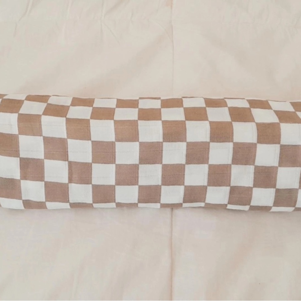 Tan Checkered Muslin Swaddle Blanket